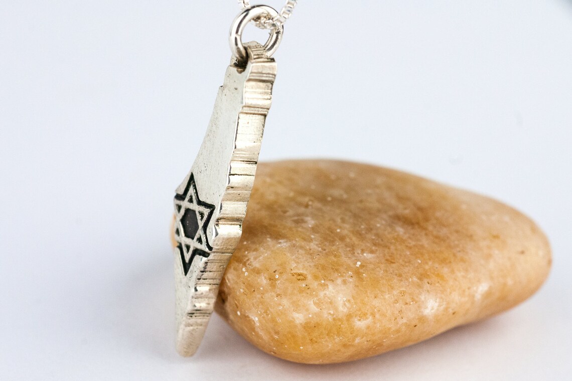 Israel Necklace Star of David Map Jewelry Sterling Silver Etsy