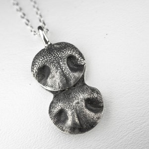 Dog Nose Necklace Sterling Silver Custom Small Double Pet Nose Pendant