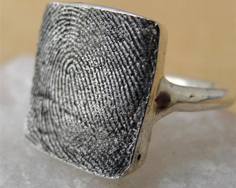 Custom Fingerprint Thumbprint Ring Jewelry in Sterling Silver