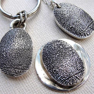 Custom Fingerprint Necklace Jewelry Thumbprint in Sterling Silver Personalized EXPRESS SHIPPING image 5