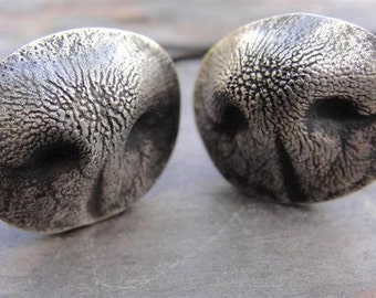 Custom Dog Nose Cufflinks Cuff Links Personalized Sterling Silver Fathers Day