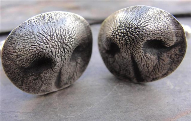 Custom Dog Nose Cufflinks Cuff Links Personalized Sterling Silver Fathers Day image 1
