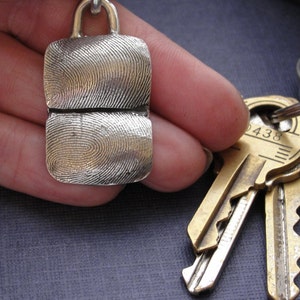 Fingerprint Keychain Thumbprint Key Chain Jewelry in Sterling Silver Personalized image 5