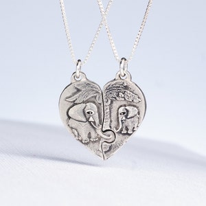 Puzzle Piece Heart Necklace Elephant Jewelry Sterling Silver image 1