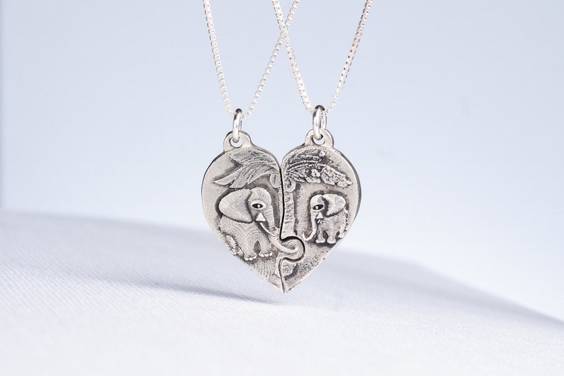 Puzzle Piece Heart Necklace Elephant Jewelry Sterling Silver image 1
