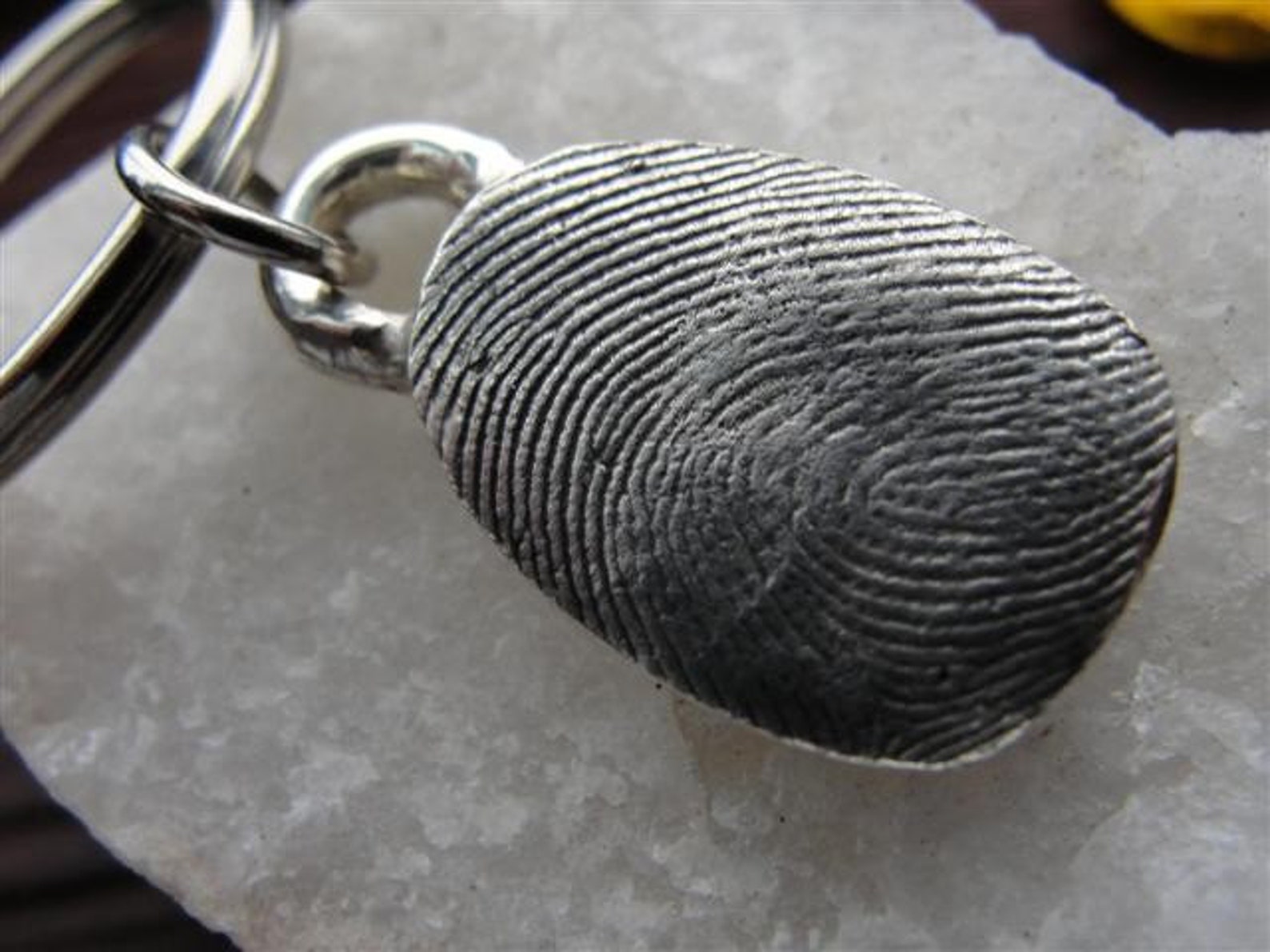 Fingerprint Key Chain Thumbprint Keychain in Sterling Silver Etsy