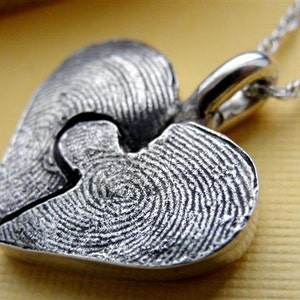 Fingerprint Puzzle Necklace Piece in Sterling Silver Personalized image 1