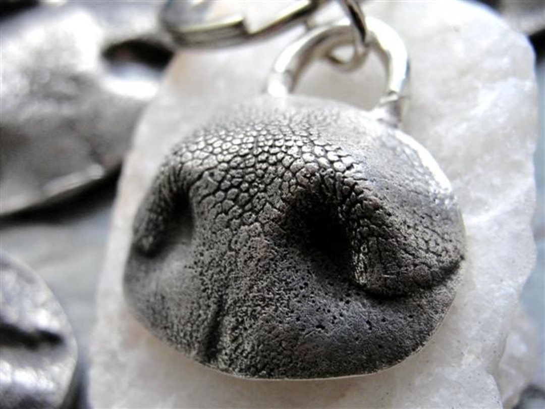 Dog Nose Keychain Personalized With Name Sterling Silver Large Dog Etsy