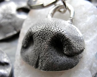 Dog Nose Keychain Personalized With Name Sterling Silver Extra Large Dog