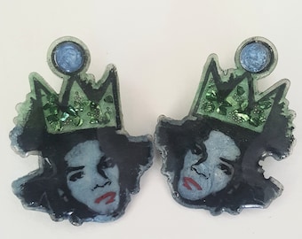 Jean Michel Basquiat Necklace, Earrings, Resin Jewelry, Icon, Resin Art