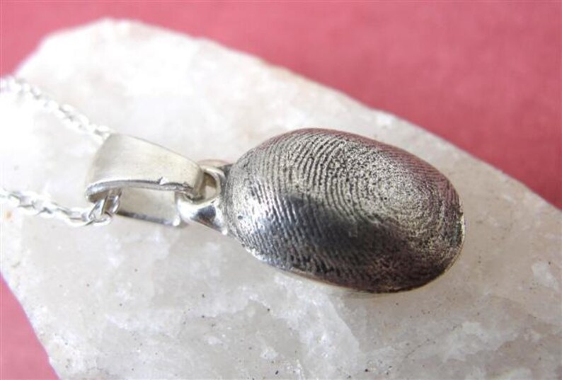 Fingerprint Thumbprint Necklace Sterling Silver Baby Infant Engraved