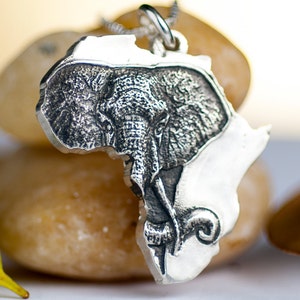 Africa Necklace Elephant African Jewelry Sterling Silver Pendant