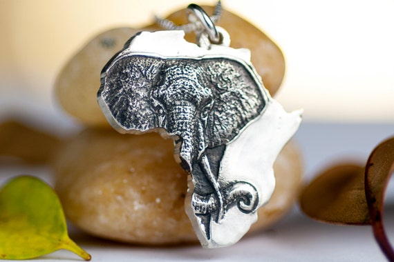 Africa Necklace Elephant African Jewelry Sterling Silver Pendant
