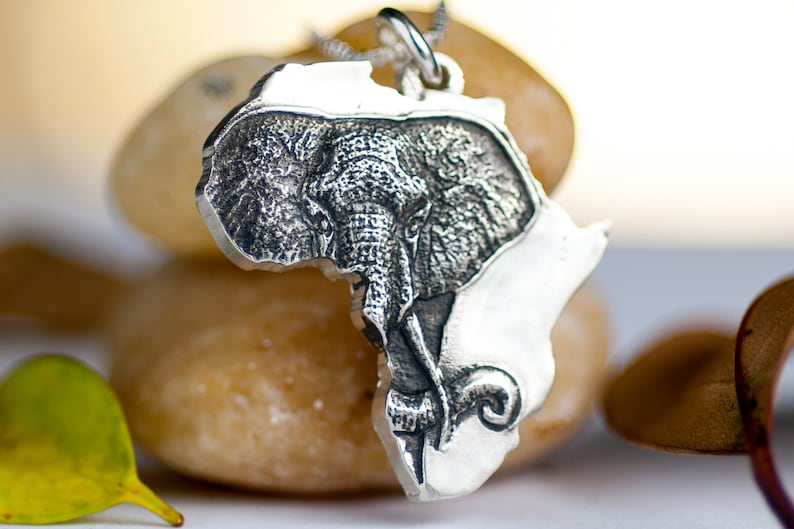 Africa Necklace Elephant African Jewelry Sterling Silver