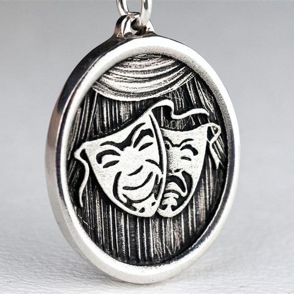 Drama Mask Necklace Custom Sterling Silver Jewelry