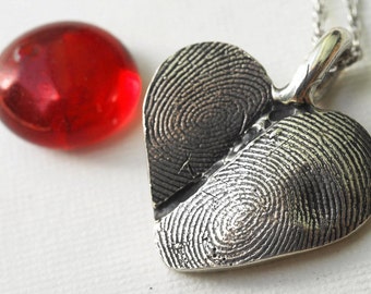 Aangepaste vingerafdruk hart ketting sieraden dubbele vingerafdruk sterling gepersonaliseerd