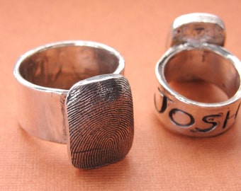 Fingerprint Ring Thumbprint Personalized in Sterling Silver