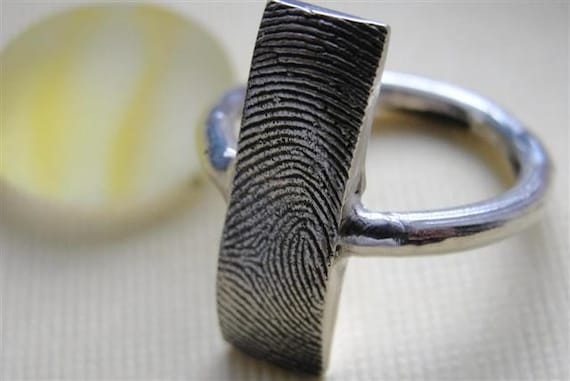 Fingerprint Ring Jewelry Thumbprint Band Personalized Sterling Silver