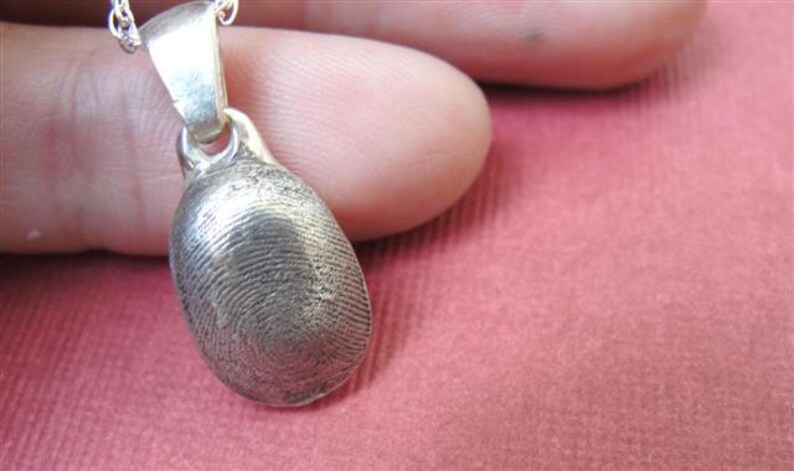 Fingerprint Thumbprint Necklace Sterling Silver Baby Infant Engraved