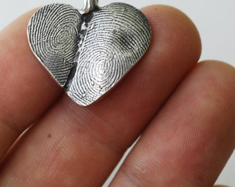 Fingerprint Heart Jewelry Necklace Personalized Thumbprint Sterling Silver