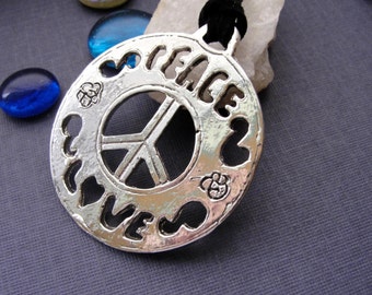 Sterling Silver Peace and Love Necklace Pendant