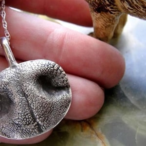 Dog Nose Necklace Engraved Personalized Sterling Silver Large Dog image 1