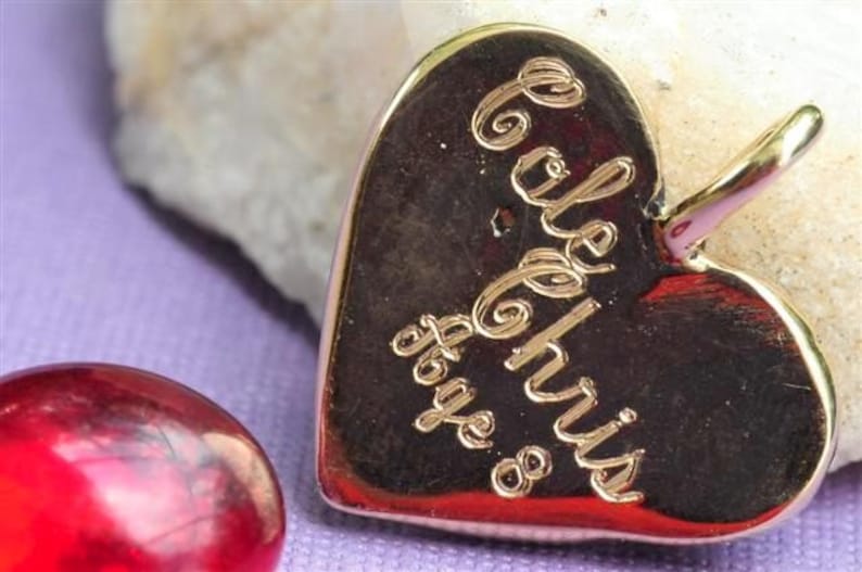 Custom Fingerprint Heart Necklace in 14kt Gold Thumbprint Personalized image 4