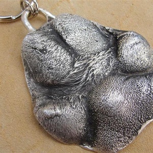 Paw Print Keychain Dog Paw Key Chain Personalized in Sterling Silver Small Paw Only