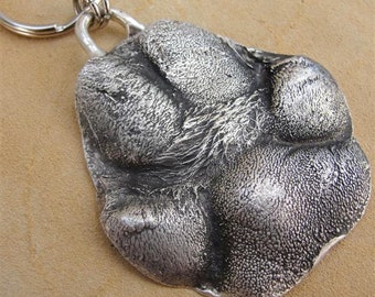 Paw Print Keychain Dog Paw Key Chain Personalized in Sterling Silver Small Paw Only