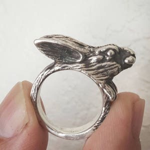 Rabbit Bunny Ring Sterling Silver Hare Ring White Rabbit