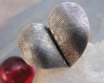 Fingerprint Ring Jewelry Heart Thumbprint Personalized Sterling Silver CUSTOM ORDER