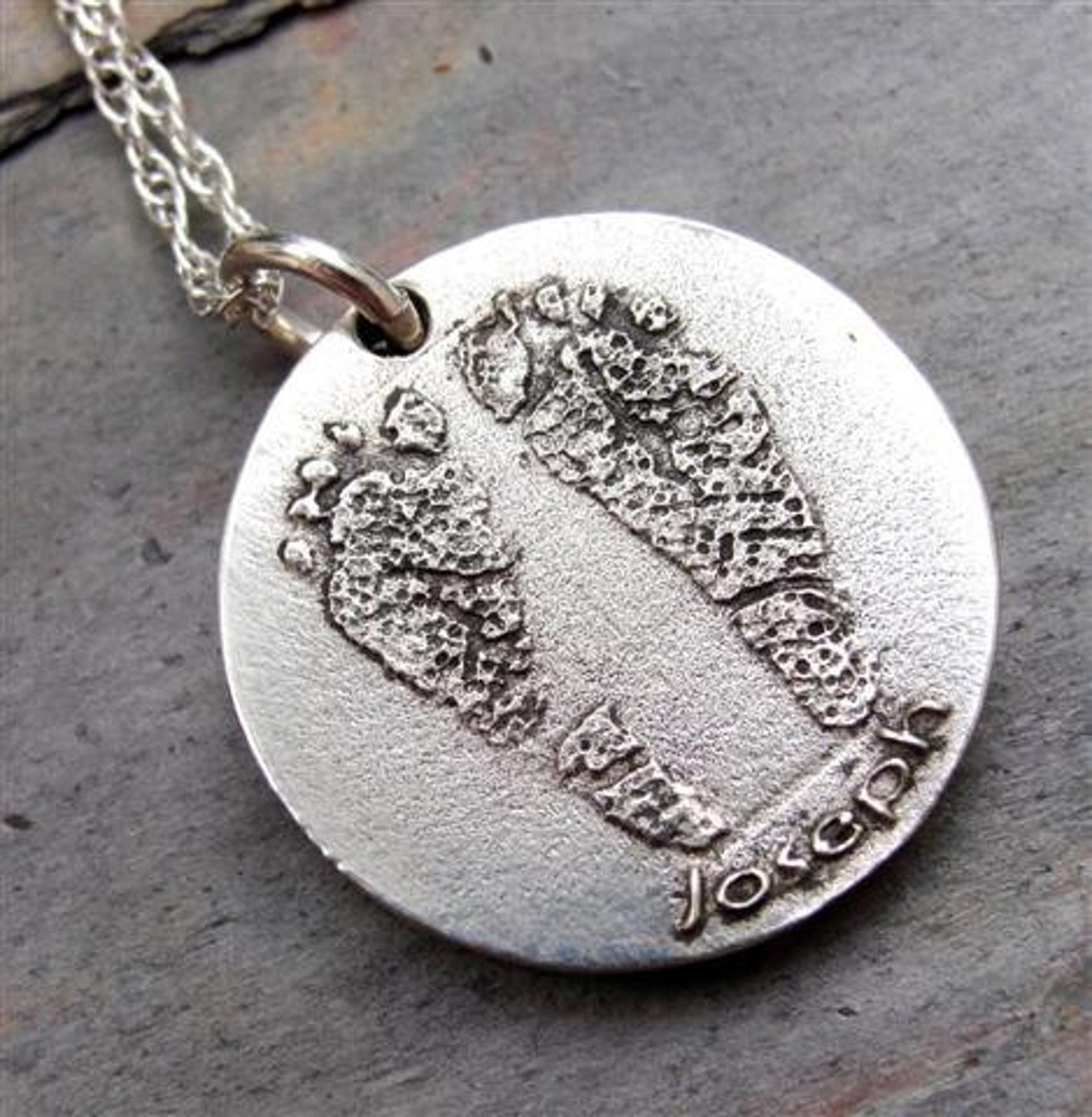 Custom Baby Footprints Necklace Handprints Sterling Silver Etsy