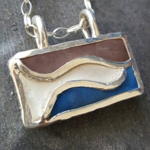 Silver Concrete Necklace  Fish Sterling Silver Boho Chic Bohemian Industrial Pendant