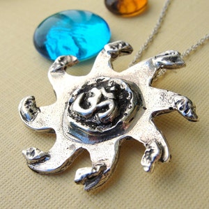 Om Ohm Necklace Namaste Jewelry Sterling Silver Sun