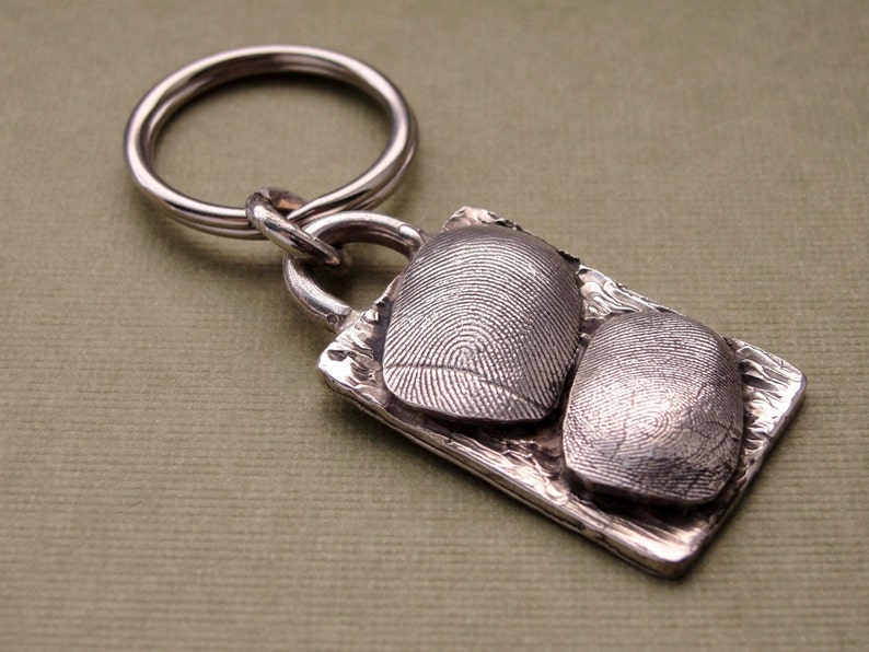 Fingerprint Keychain Thumbprint Key Chain in Sterling Silver Etsy