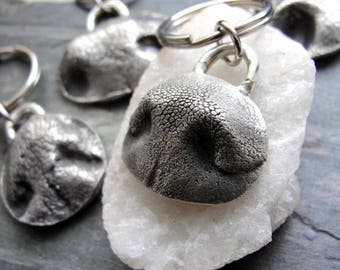 Dog Nose Keychain Pet Jewelry  Extra Large Personalized With Name Sterling Silver Large Dog EXPRESS SHIPPING