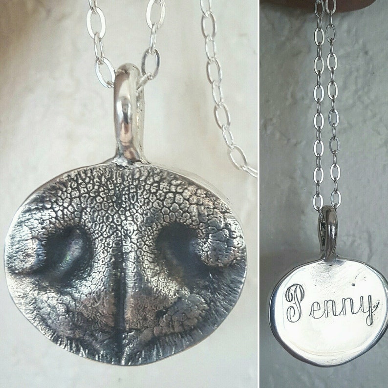 Dog Nose Necklace Personalized in Sterling Silver Large Etsy