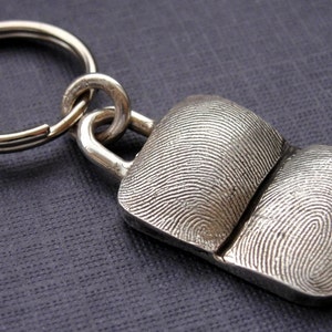 Fingerprint Keychain Thumbprint Key Chain Jewelry in Sterling Silver Personalized image 1
