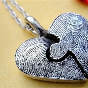 Fingerprint Puzzle Necklace Piece in Sterling Silver Personalized image 2