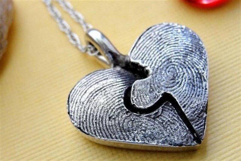 Fingerprint Puzzle Necklace Piece in Sterling Silver Personalized image 2