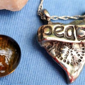 Peace Zeichen Halskette Herz Schmuck in Sterling Silber