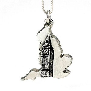 England Necklace Big Ben Clock Jewelry Sterling Silver Country Pendant image 1