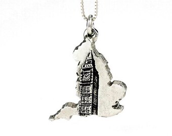 England Necklace Big Ben Clock Jewelry Sterling Silver Country Pendant