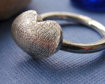 Fingerprint  Ring Silver Thumbprint Ring in Sterling Silver