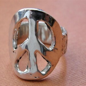 Peace Sign Ring in Sterling Silver image 2