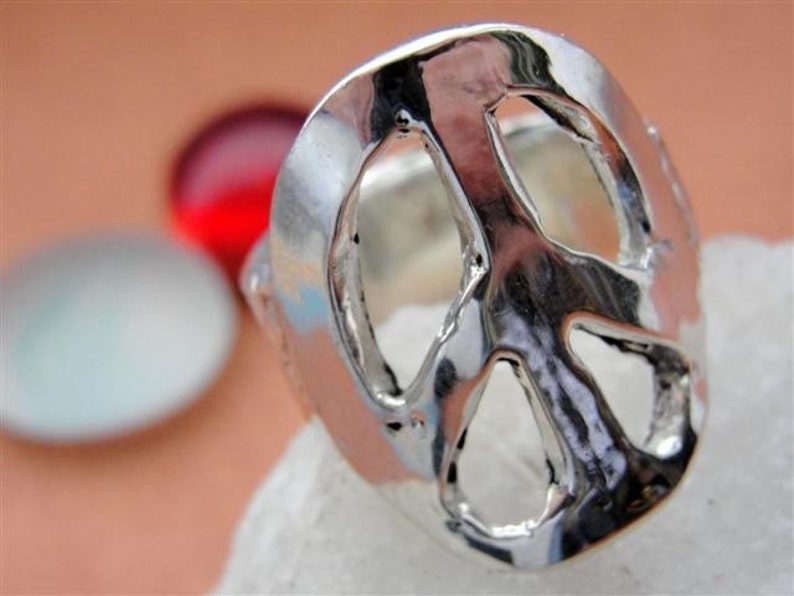 Peace Sign Ring in Sterling Silver image 3