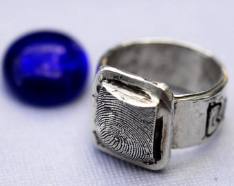 Custom Fingerprint Ring Jewelry  Thumbprint Personalized in Sterling Silver