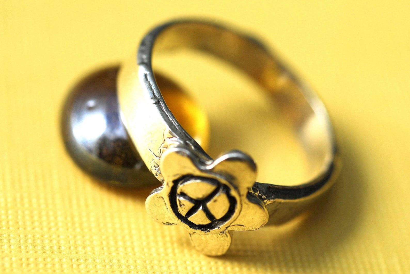 Peace Sign Ring Flower Ring Peace Ring Silver Flower Ring Etsy