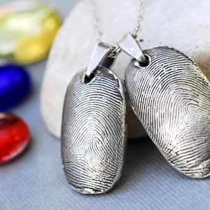 Fingerprint Thumbprint Necklace in Sterling Silver image 1