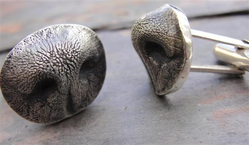 Custom Dog Nose Cufflinks Cuff Links Personalized Sterling Silver Fathers Day image 2